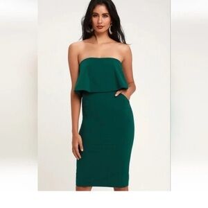 Elegant Strapless Green Dress